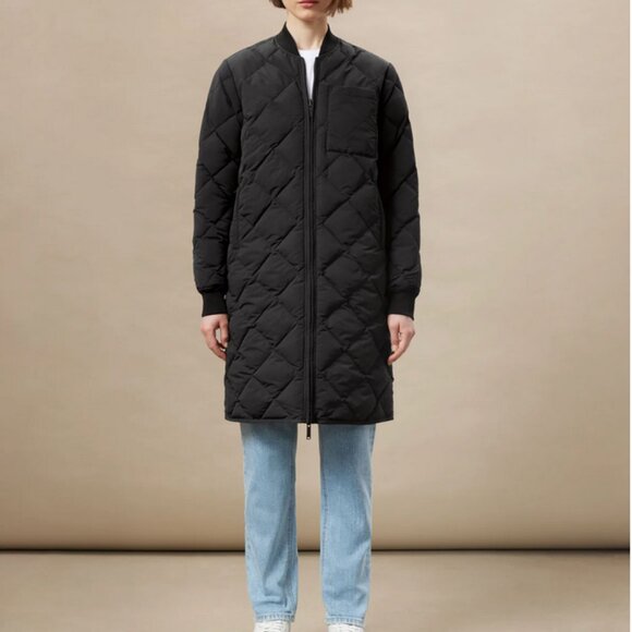 Frank and Oak Quilted Maxi Bomber in Black <size L > - Picture 1 of 7